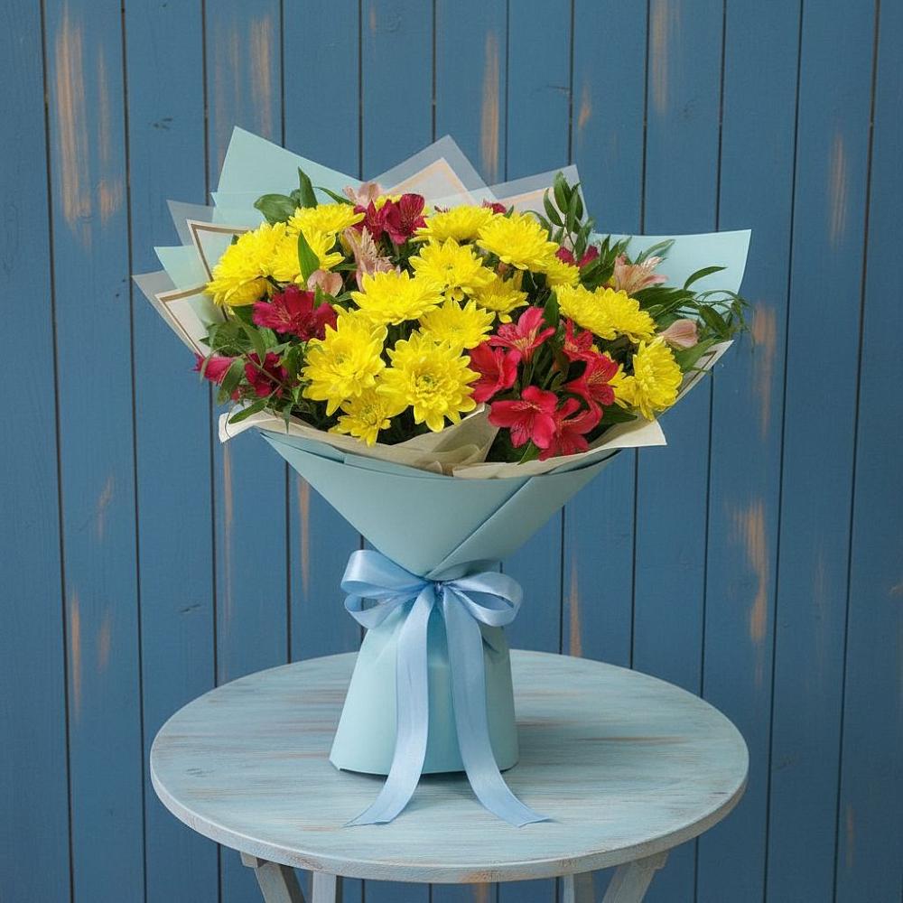 Букет цветов из: Альстромерии и Хризантемы в Мамакане