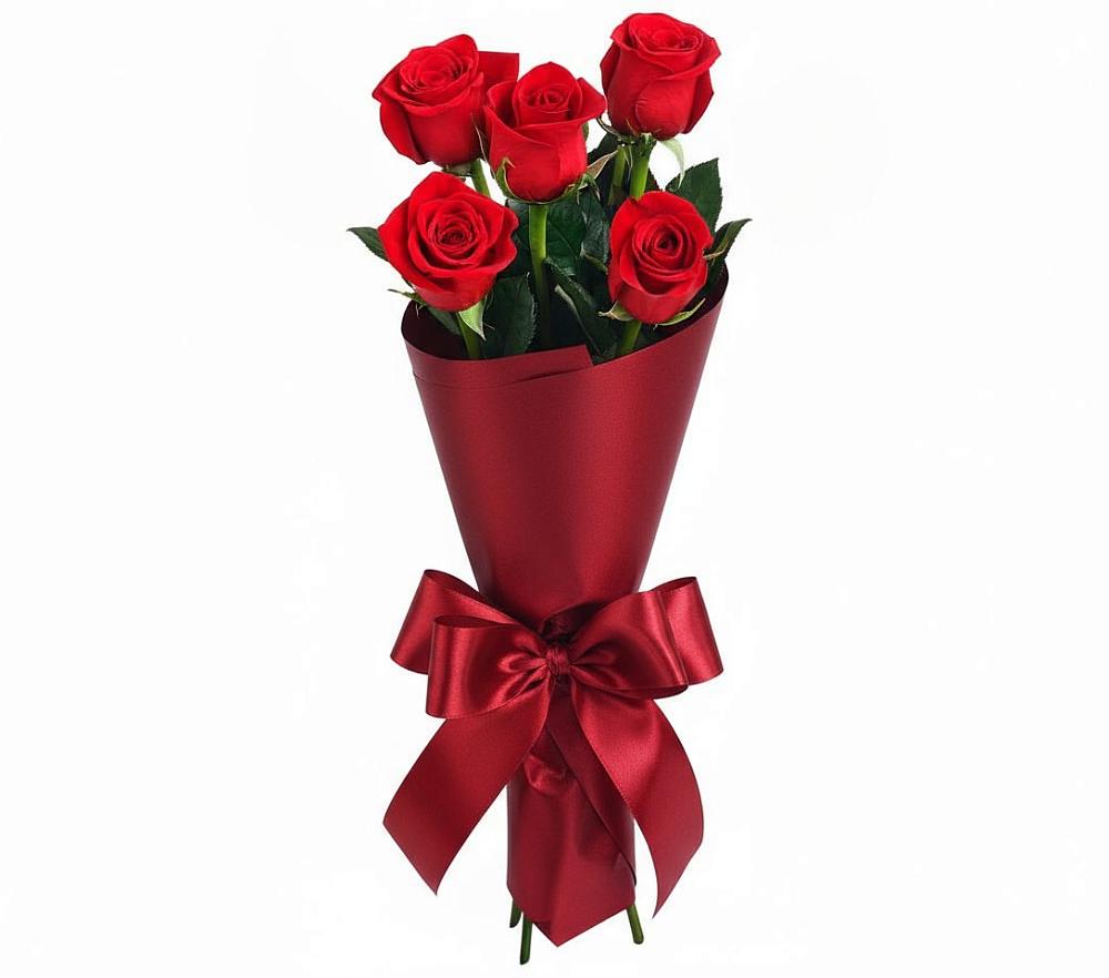Букет 5 Красных роз Эдлесс Лав в Мамакане