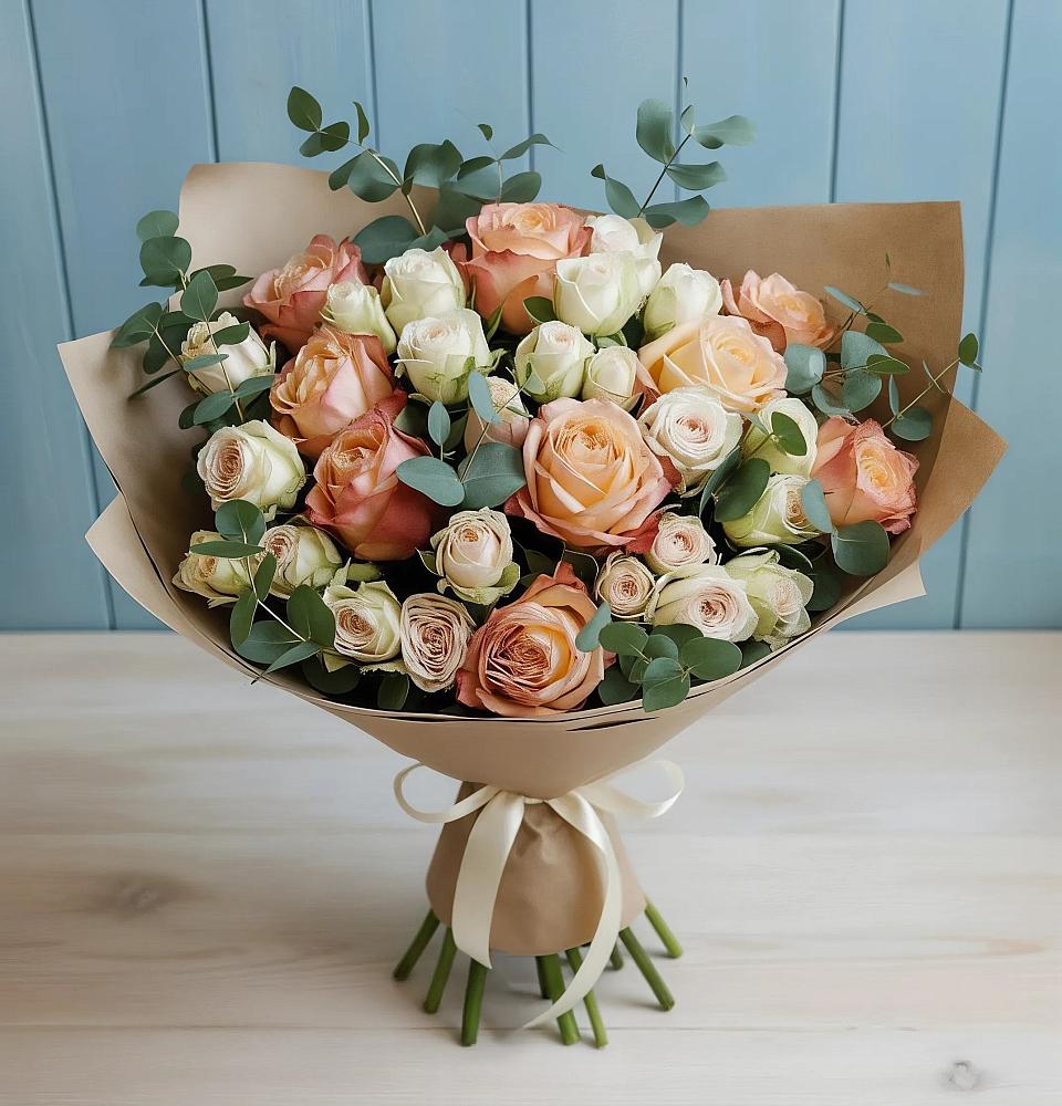 Букет цветов из: Альстромерии и Розы в Мамакане