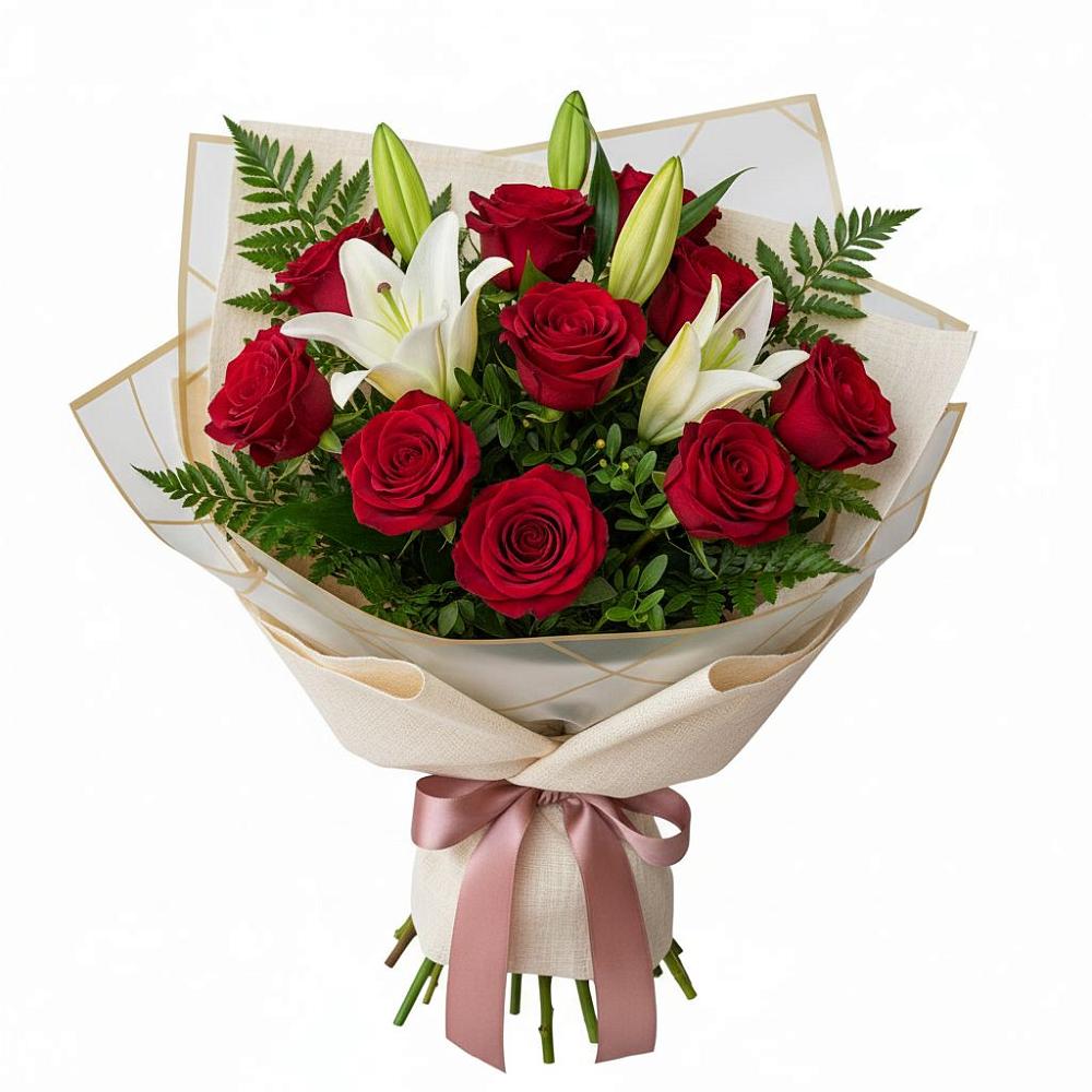 Букет цветов из: Лилии и Розы в Мамакане