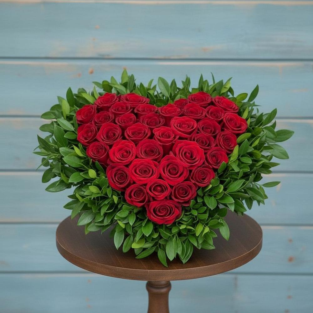 Цветочная композиция из Розы в виде сердца в Мамакане