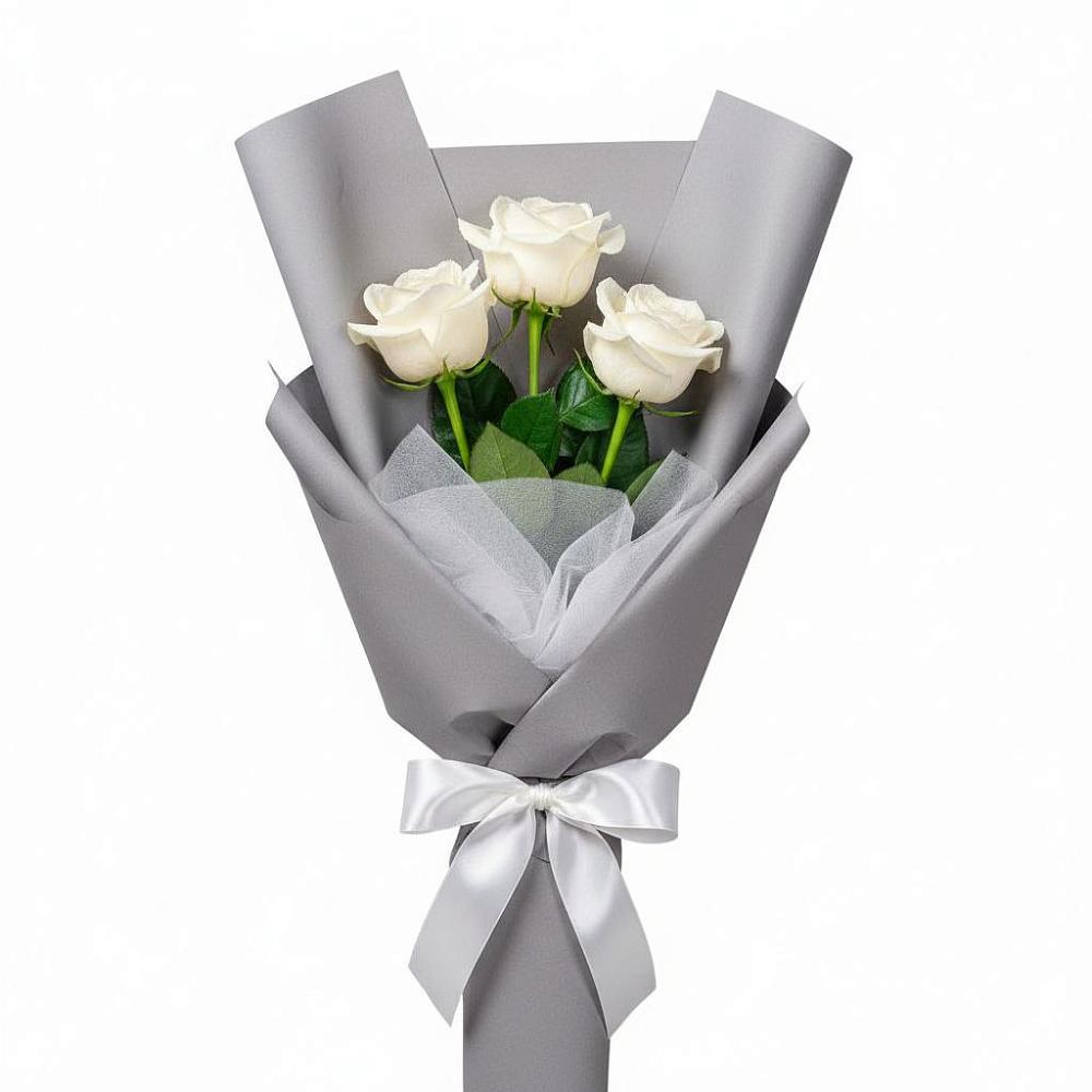 Букет 3 белые розы в Мамакане