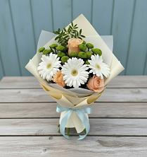 Букет цветов из:  Герберы, Розы и Хризантемы в Мамакане